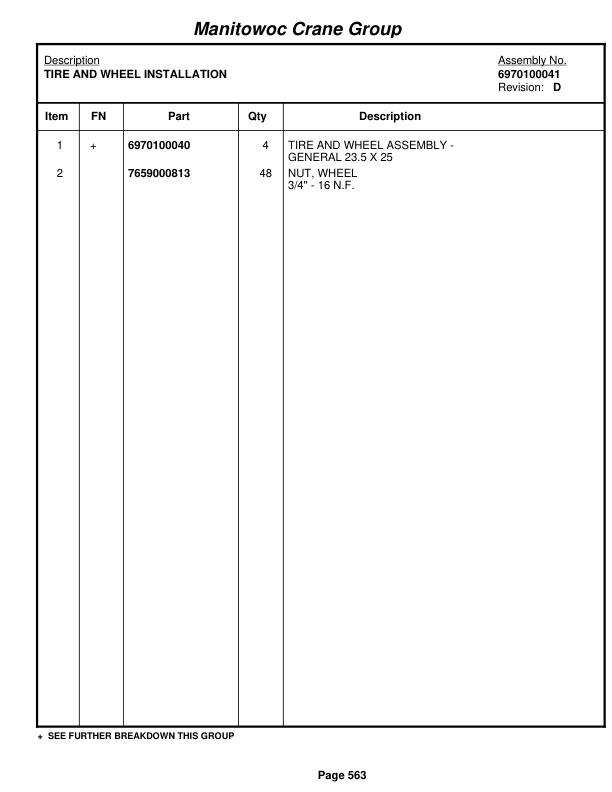 Grove RT650E Crane Parts Manual 226303 2007 3 Grove RT650E Crane Parts Manual 226303 2007-3