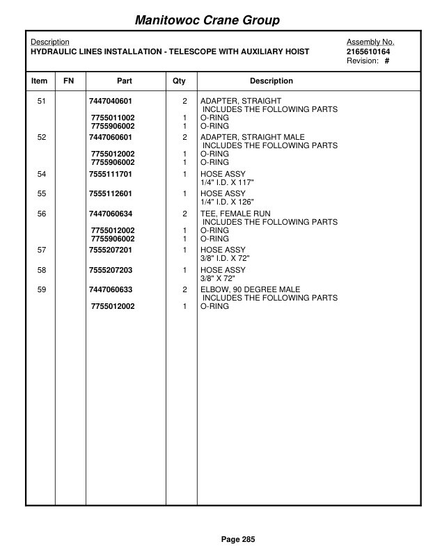 Grove RT650E Crane Parts Manual 227225 2007 2 Grove RT650E Crane Parts Manual 227225 2007-2