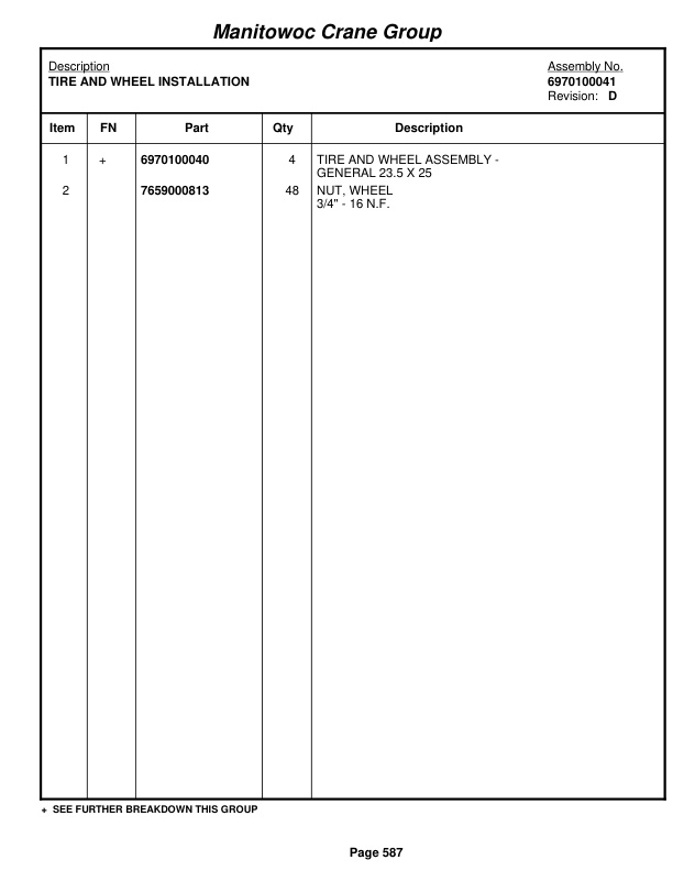 Grove RT650E Crane Parts Manual 227321 2007 3 Grove RT650E Crane Parts Manual 227321 2007-3