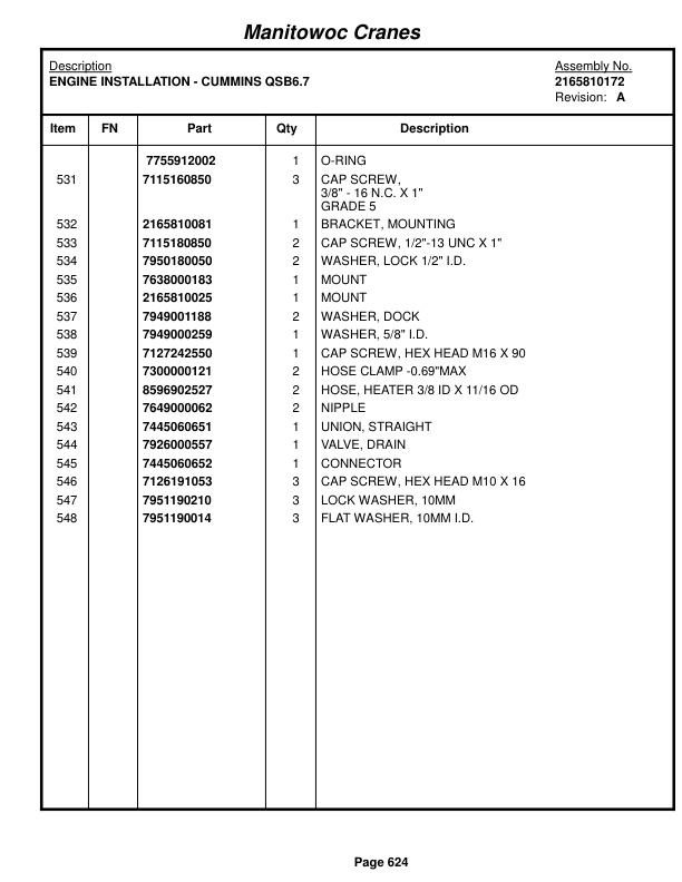Grove RT650E Crane Parts Manual 227878 2016 3 Grove RT650E Crane Parts Manual 227878 2016-3
