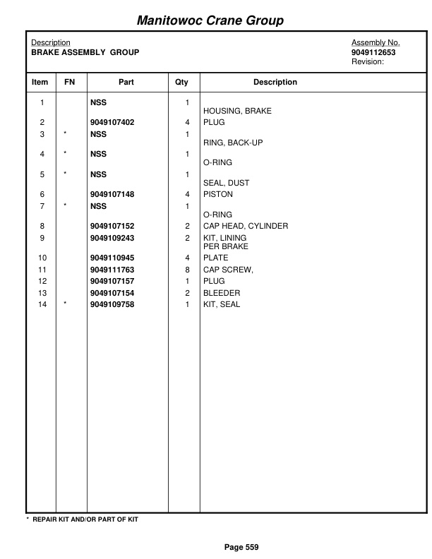 Grove RT650E Crane Parts Manual 228366 2008 3 Grove RT650E Crane Parts Manual 228366 2008-3