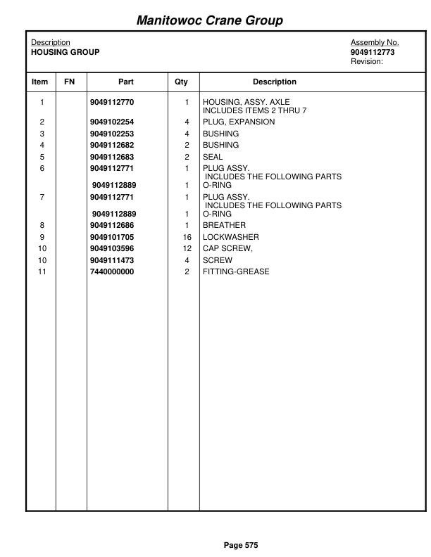 Grove RT650E Crane Parts Manual 228975 2008 3 Grove RT650E Crane Parts Manual 228975 2008-3