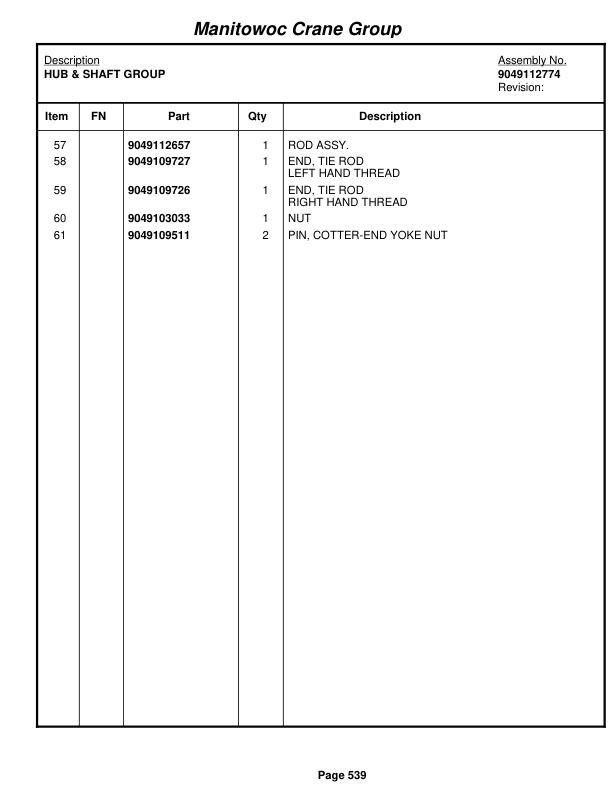Grove RT650E Crane Parts Manual 229462 2008 3 Grove RT650E Crane Parts Manual 229462 2008-3