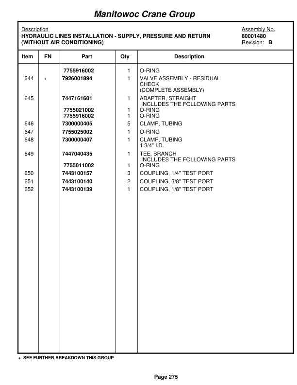 Grove RT650E Crane Parts Manual 229854 2009 2 Grove RT650E Crane Parts Manual 229854 2009-2