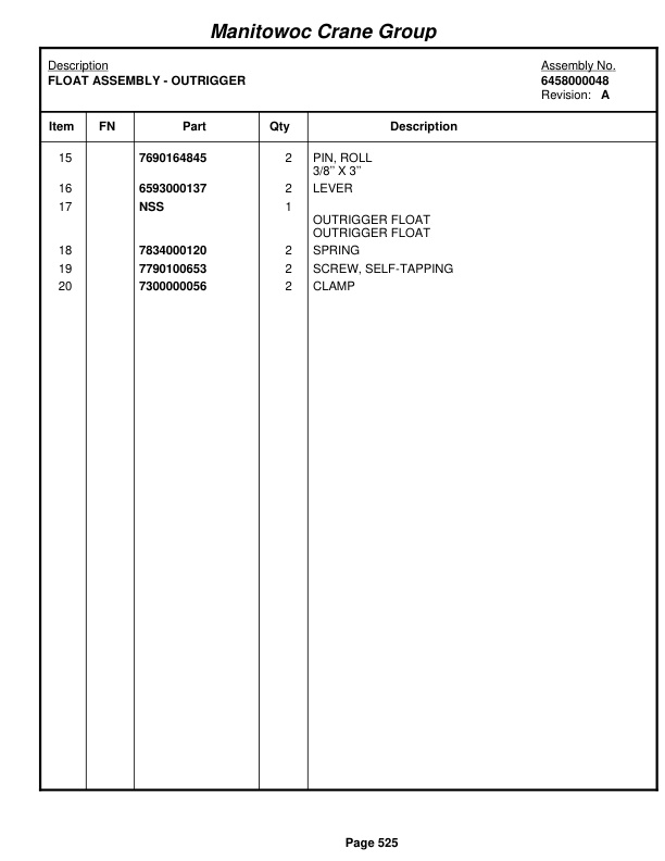 Grove RT650E Crane Parts Manual 229855 2009 3 Grove RT650E Crane Parts Manual 229855 2009-3
