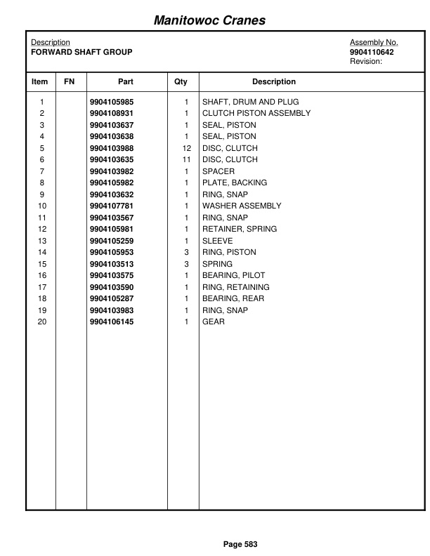 Grove RT650E Crane Parts Manual 230897 2010 3 Grove RT650E Crane Parts Manual 230897 2010-3