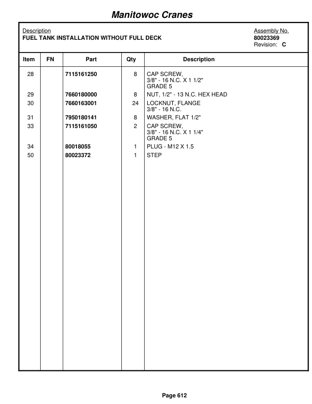 Grove RT650E Crane Parts Manual 231259 2010-3