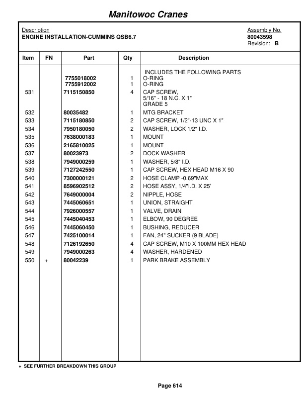 Grove RT650E Crane Parts Manual 233147 2012 3 Grove RT650E Crane Parts Manual 233147 2012-3