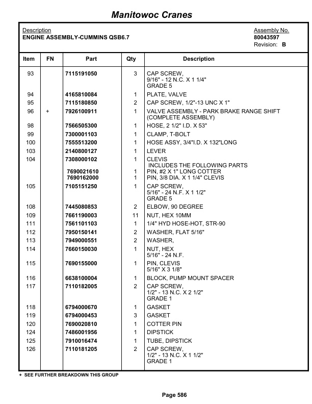 Grove RT650E Crane Parts Manual 233317 2012 3 Grove RT650E Crane Parts Manual 233317 2012-3