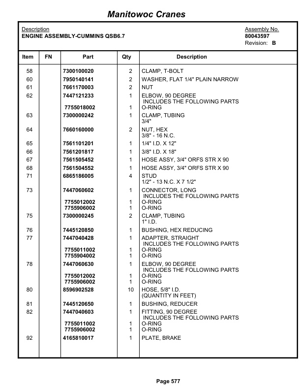 Grove RT650E Crane Parts Manual 233341 2012 3 Grove RT650E Crane Parts Manual 233341 2012-3