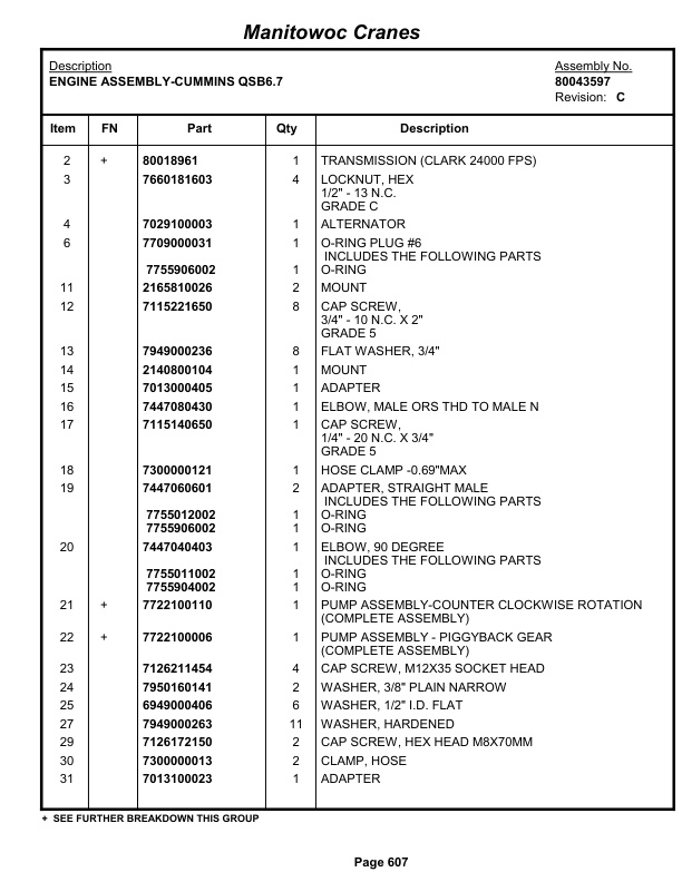Grove RT650E Crane Parts Manual 233358 2013 3 Grove RT650E Crane Parts Manual 233358 2013-3