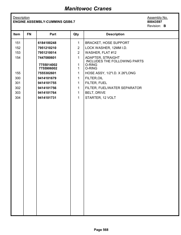 Grove RT650E Crane Parts Manual 233378 2012 3 Grove RT650E Crane Parts Manual 233378 2012-3