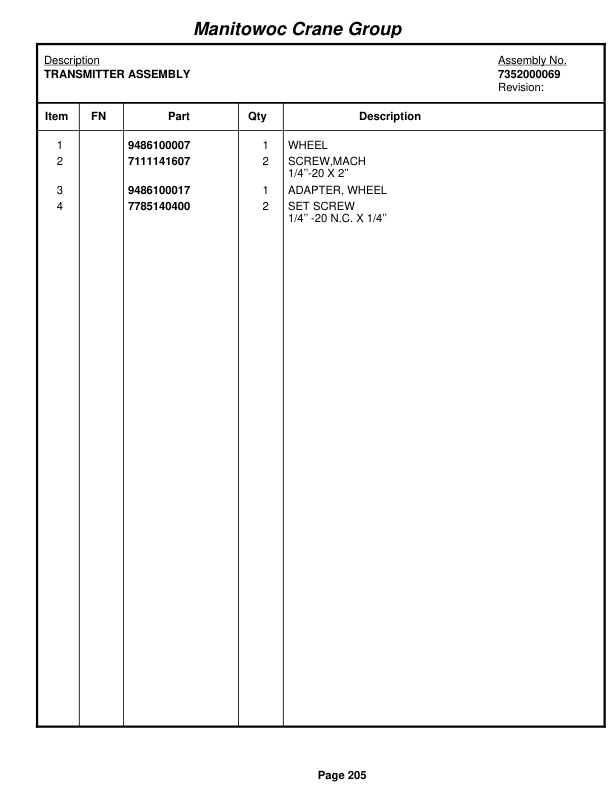 Grove RT65S Crane Parts Manual 43343 2005 2 Grove RT65S Crane Parts Manual 43343 2005-2