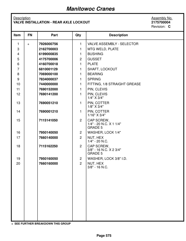 Grove RT740 Crane Parts Manual 49672 2016 3 Grove RT740 Crane Parts Manual 49672 2016-3