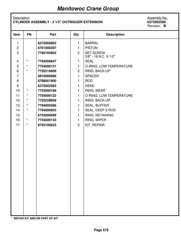 Grove RT745 Crane Parts Manual 70311 2007 3 Grove RT745 Crane Parts Manual 70311 2007-3