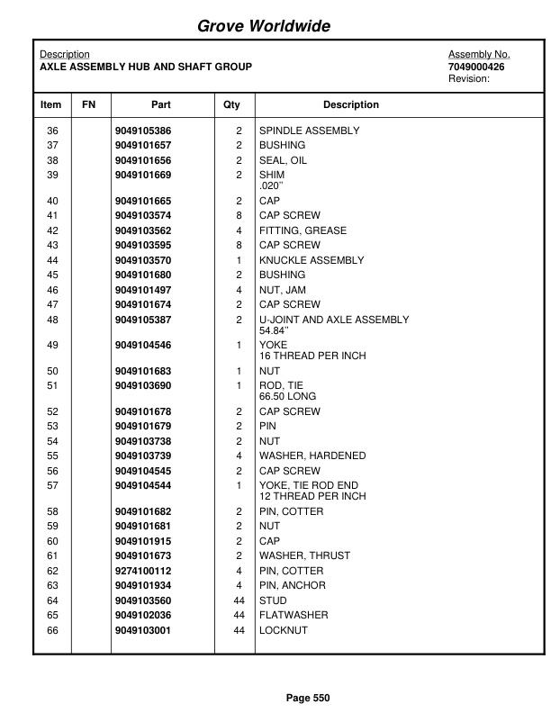Grove RT745 Crane Parts Manual 76818 2003 3 Grove RT745 Crane Parts Manual 76818 2003-3