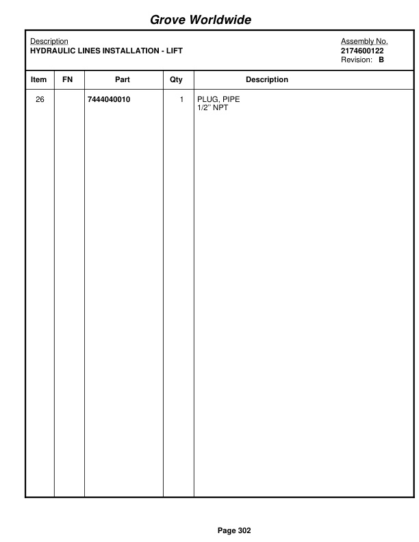 Grove RT745 Crane Parts Manual 79626 2004 2 Grove RT745 Crane Parts Manual 79626 2004-2