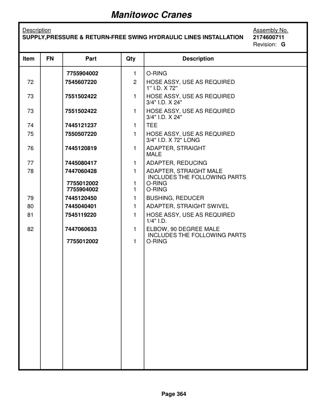 Grove RT750 Crane Parts Manual 221001 2014-2