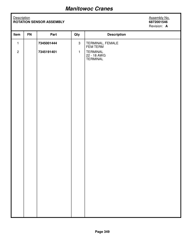 Grove RT750 Crane Parts Manual 221132 2014-2