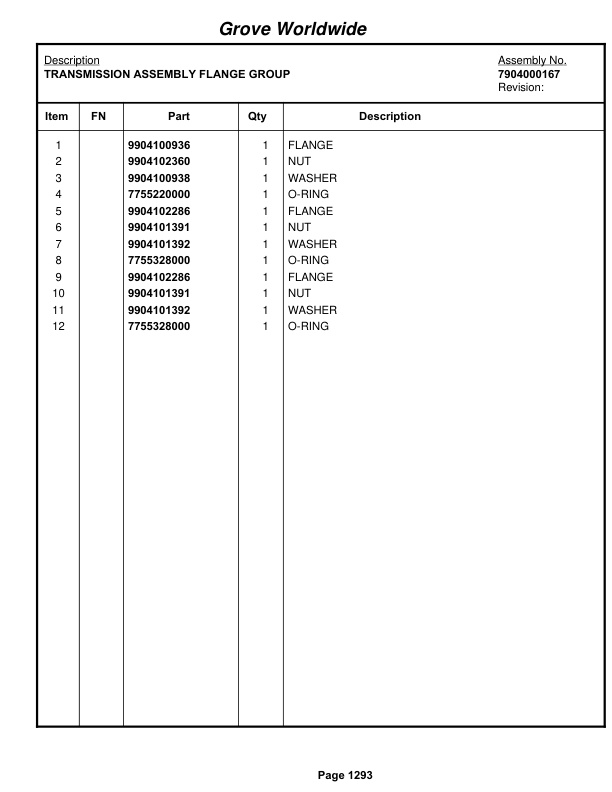 Grove RT750 Crane Parts Manual 84853 2003 3 Grove RT750 Crane Parts Manual 84853 2003-3