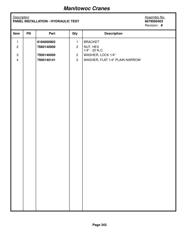 Grove RT750 Crane Parts Manual 87091 2017-2
