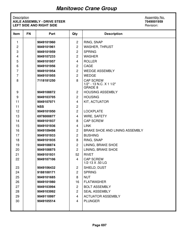 Grove RT750 Crane Parts Manual 87500 2006 3 Grove RT750 Crane Parts Manual 87500 2006-3