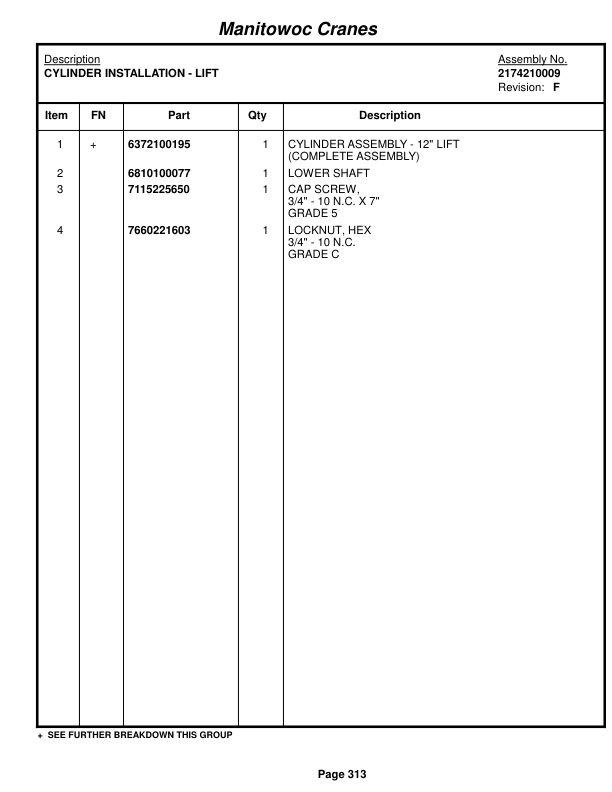 Grove RT750E Crane Parts Manual 222346 2014-2