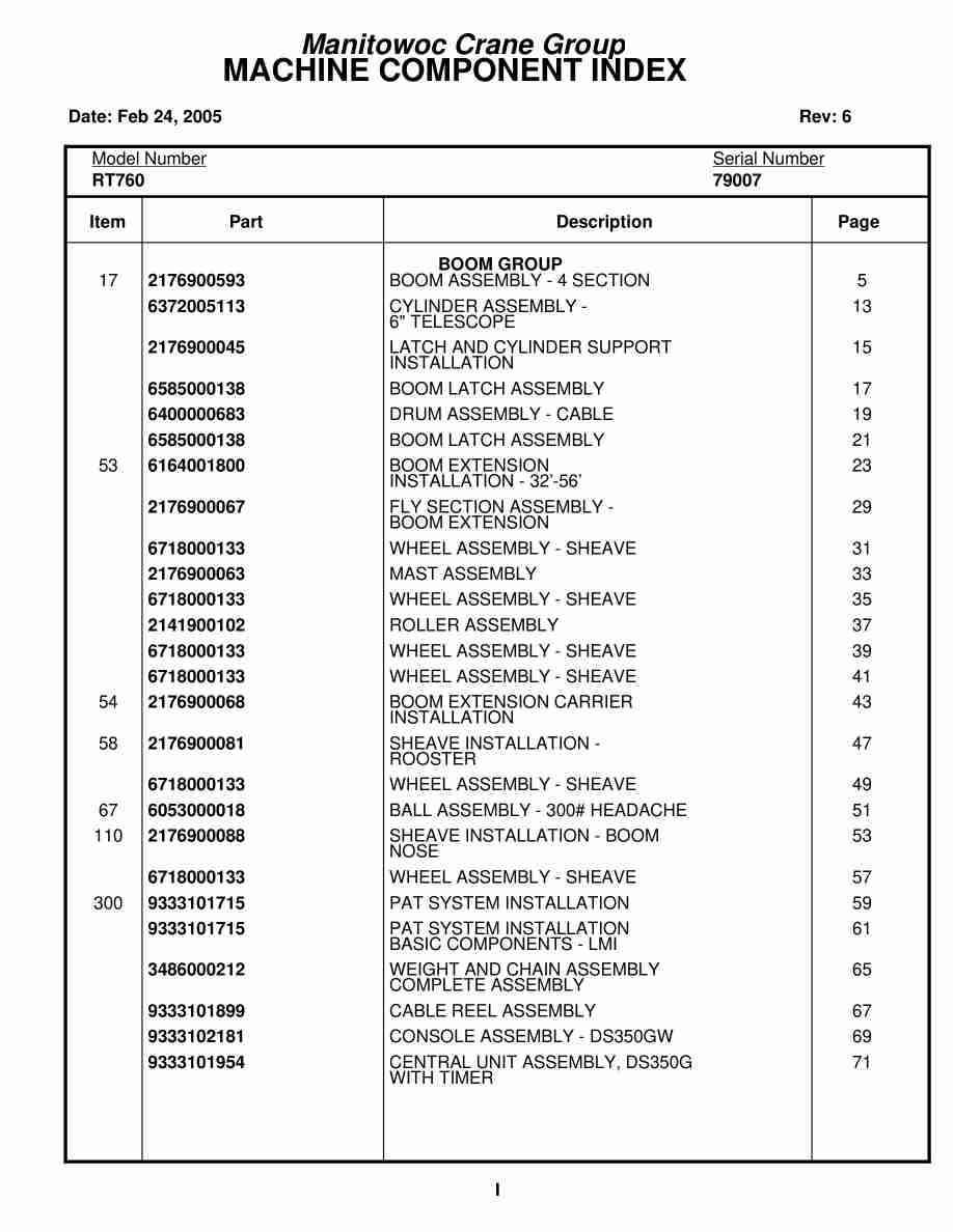 Grove RT760 Crane Parts Manual 79007 2005