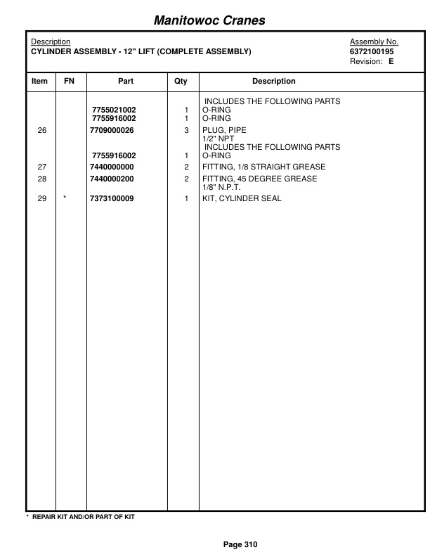 Grove RT760E Crane Parts Manual 222262 2014-2