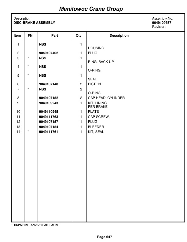 Grove RT760E Crane Parts Manual 222822 2008-3