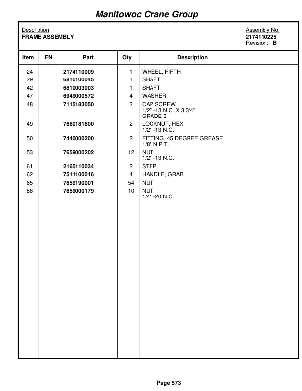Grove RT760E Crane Parts Manual 225554 2006-3
