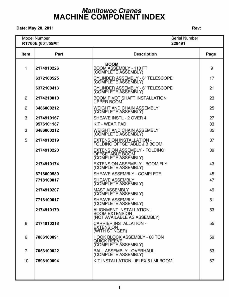 Grove RT760E Crane Parts Manual 228491 2011