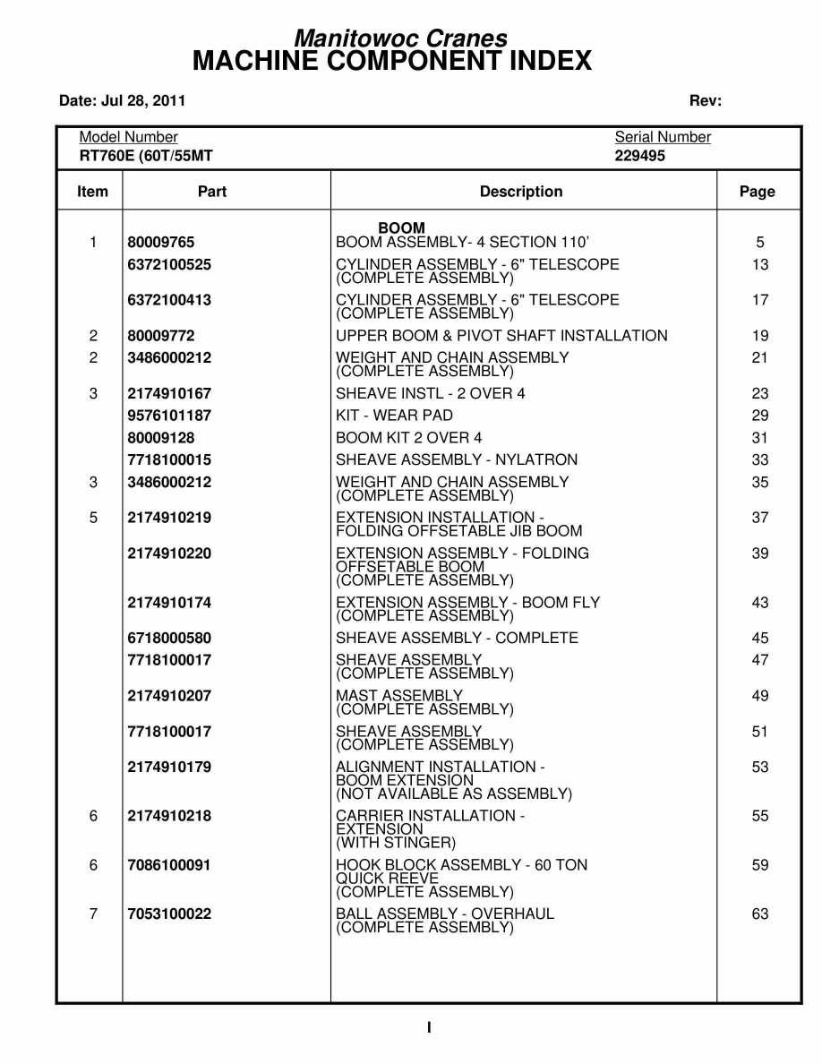 Grove RT760E Crane Parts Manual 229495 2011