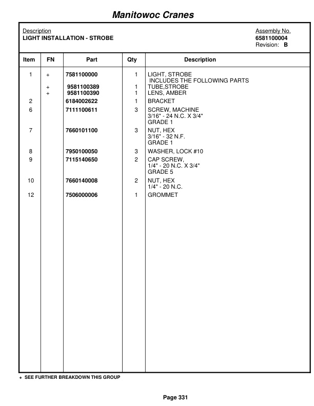 Grove RT760E Crane Parts Manual 231424 2010 2 Grove RT760E Crane Parts Manual 231424 2010-2