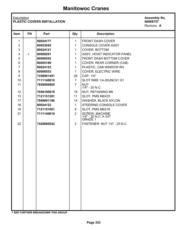 Grove RT765E-2 4 SECT Crane Parts Manual 237096 2021 2 Grove RT765E-2 4 SECT Crane Parts Manual 237096 2021-2