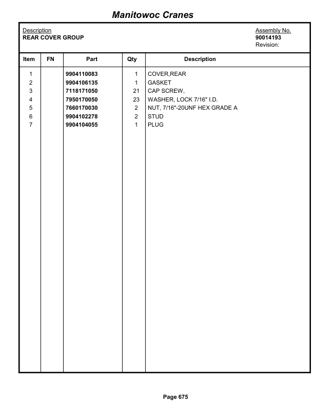 Grove RT765E-2 Crane Parts Manual 232801 2012 3 Grove RT765E-2 Crane Parts Manual 232801 2012-3