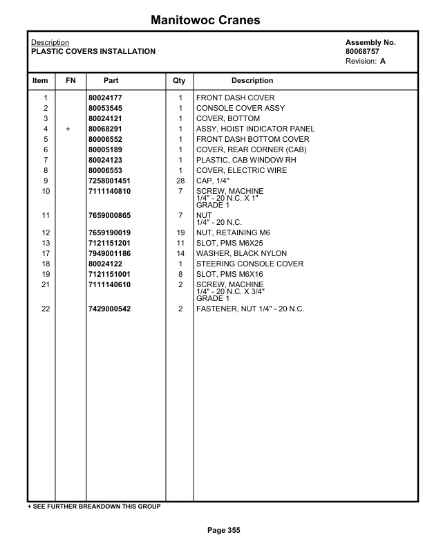 Grove RT770E 5 SECT Crane Parts Manual 236264 2018-2