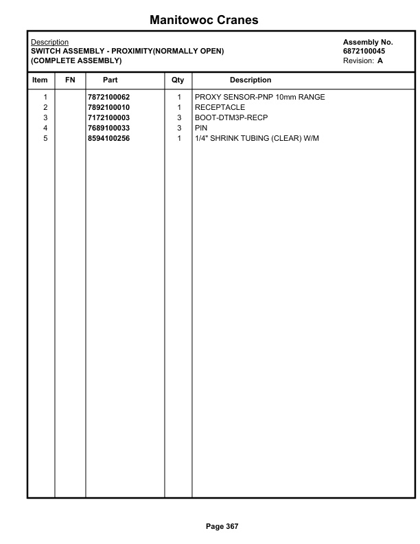 Grove RT770E 5 SECT Crane Parts Manual 236513 2019 2 Grove RT770E 5 SECT Crane Parts Manual 236513 2019-2