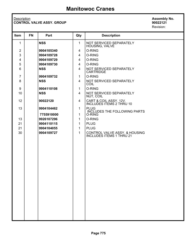Grove RT770E 5 SECT Crane Parts Manual 236552 2020 3 Grove RT770E 5 SECT Crane Parts Manual 236552 2020-3