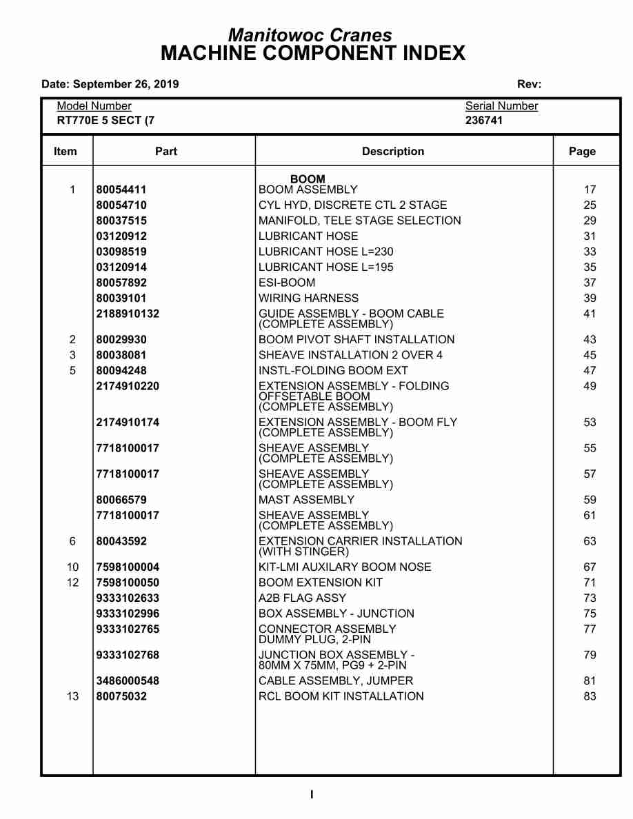 Grove RT770E 5 SECT Crane Parts Manual 236741 2019