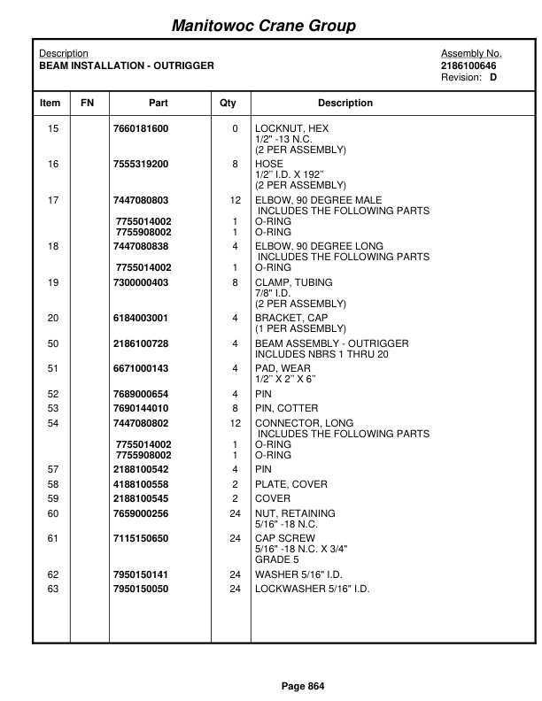 Grove RT855B Crane Parts Manual 79469 2004-3