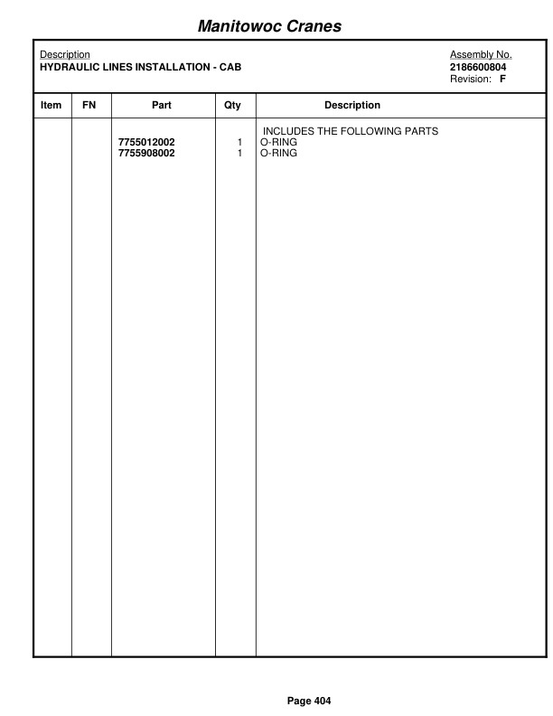Grove RT855B Crane Parts Manual 84865 2010-2