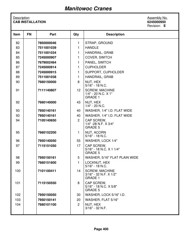 Grove RT865B Crane Parts Manual 79843 2010 2 Grove RT865B Crane Parts Manual 79843 2010-2