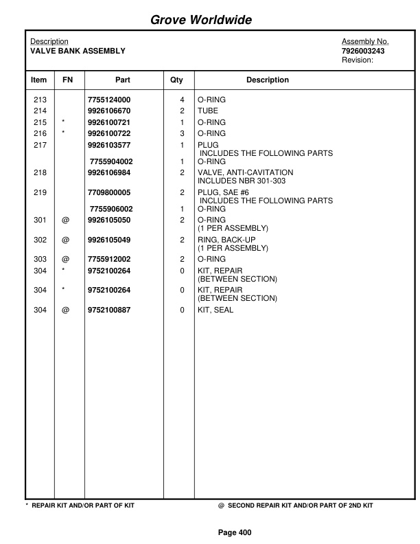 Grove RT865B Crane Parts Manual 83098 2004 2 Grove RT865B Crane Parts Manual 83098 2004-2