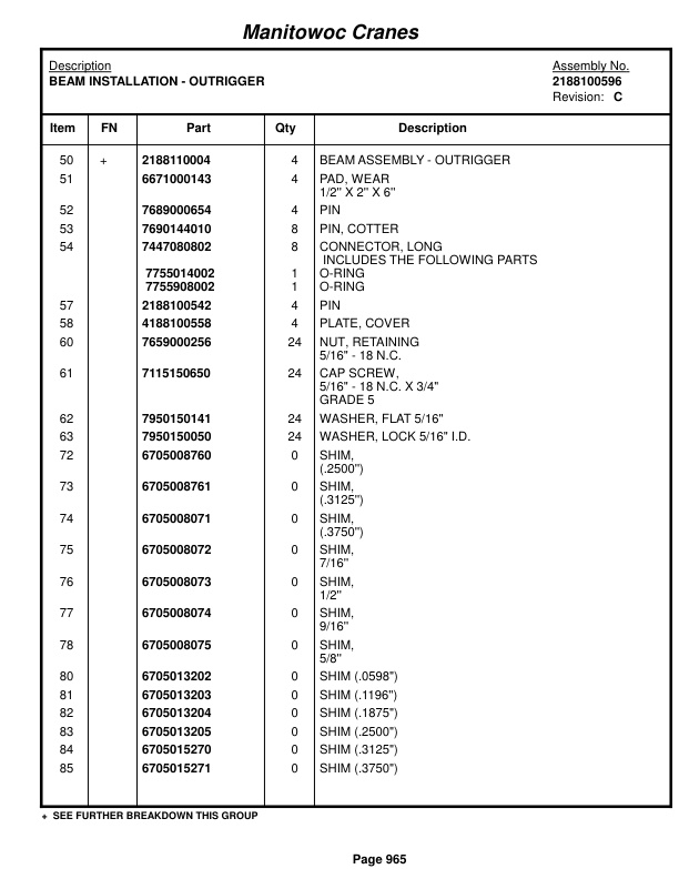 Grove RT865BXL Crane Parts Manual 220970 2014 3 Grove RT865BXL Crane Parts Manual 220970 2014-3