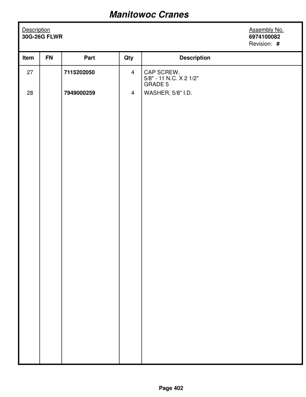 Grove RT870 Crane Parts Manual 221322 2014 2 Grove RT870 Crane Parts Manual 221322 2014-2