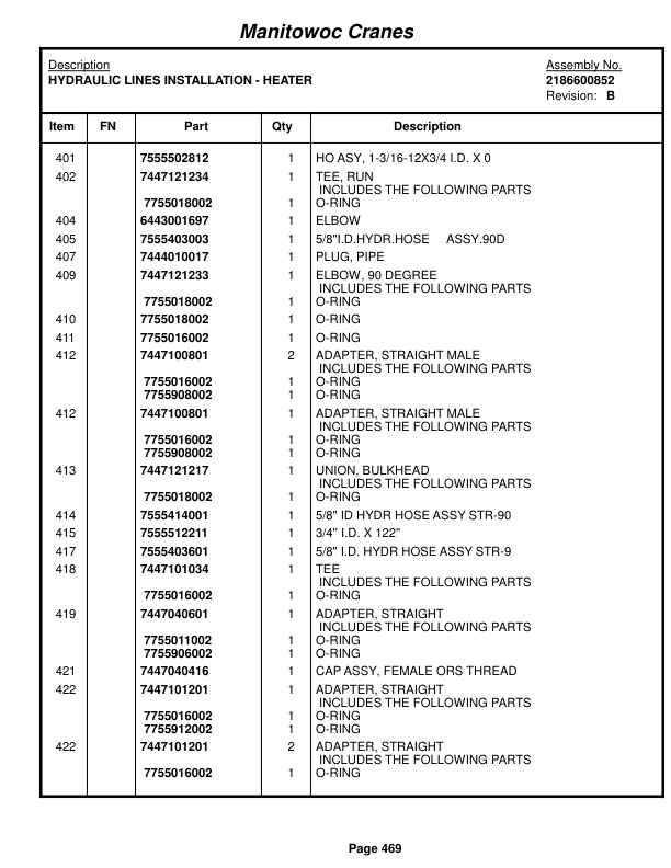 Grove RT875BXL Crane Parts Manual 222124 2014-2