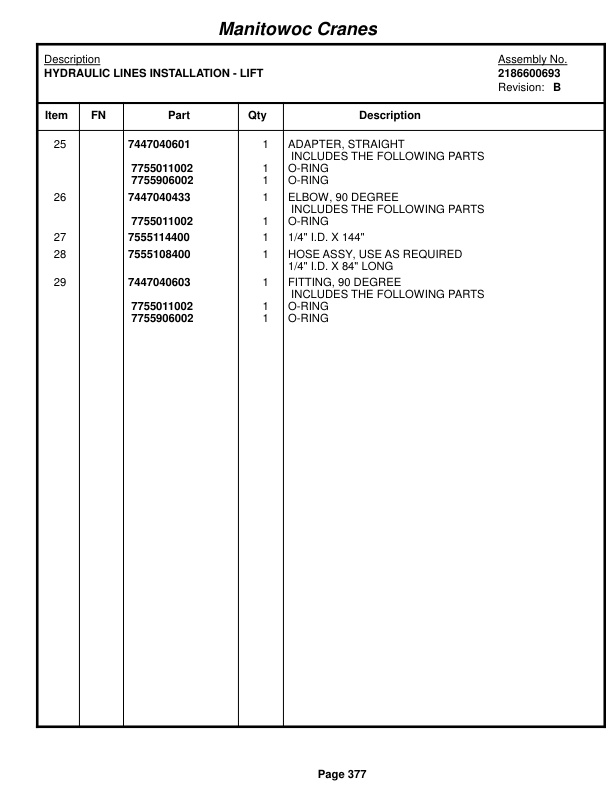 Grove RT875C Crane Parts Manual 222264 2014-2