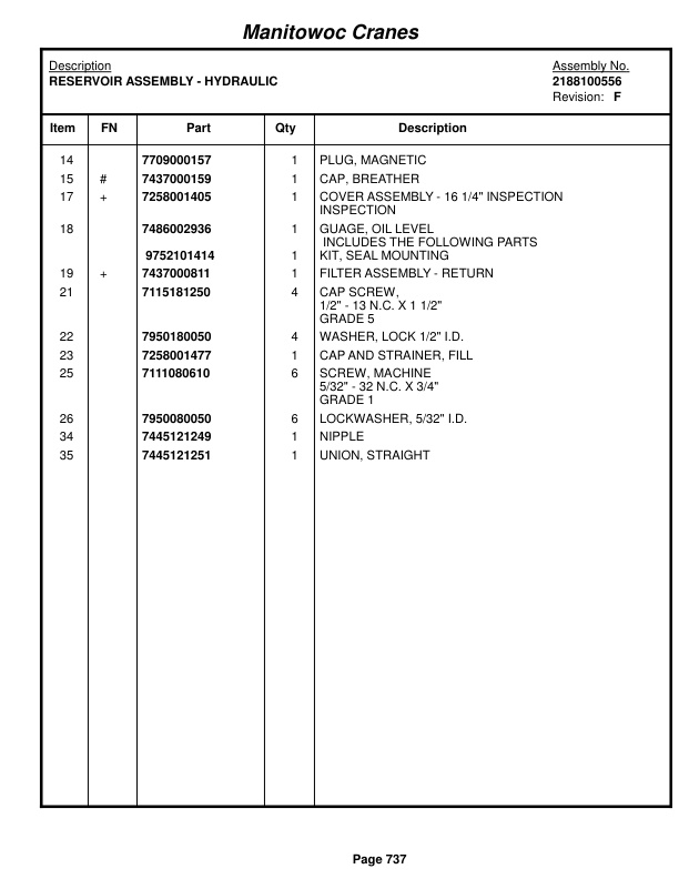 Grove RT875C Crane Parts Manual 222665 2015 3 Grove RT875C Crane Parts Manual 222665 2015-3