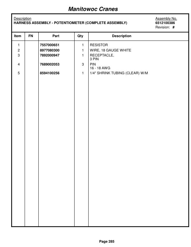 Grove RT875E3 Crane Parts Manual 226580 2017 2 Grove RT875E3 Crane Parts Manual 226580 2017-2